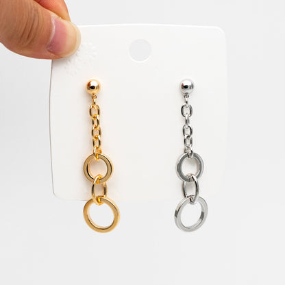 4pcs Gold/ Silver tone Chain Dangle Earrings, 18K Gold/ Rhodium plated Brass, Drop Earrings, Long Dangle Earring (GB-4296)
