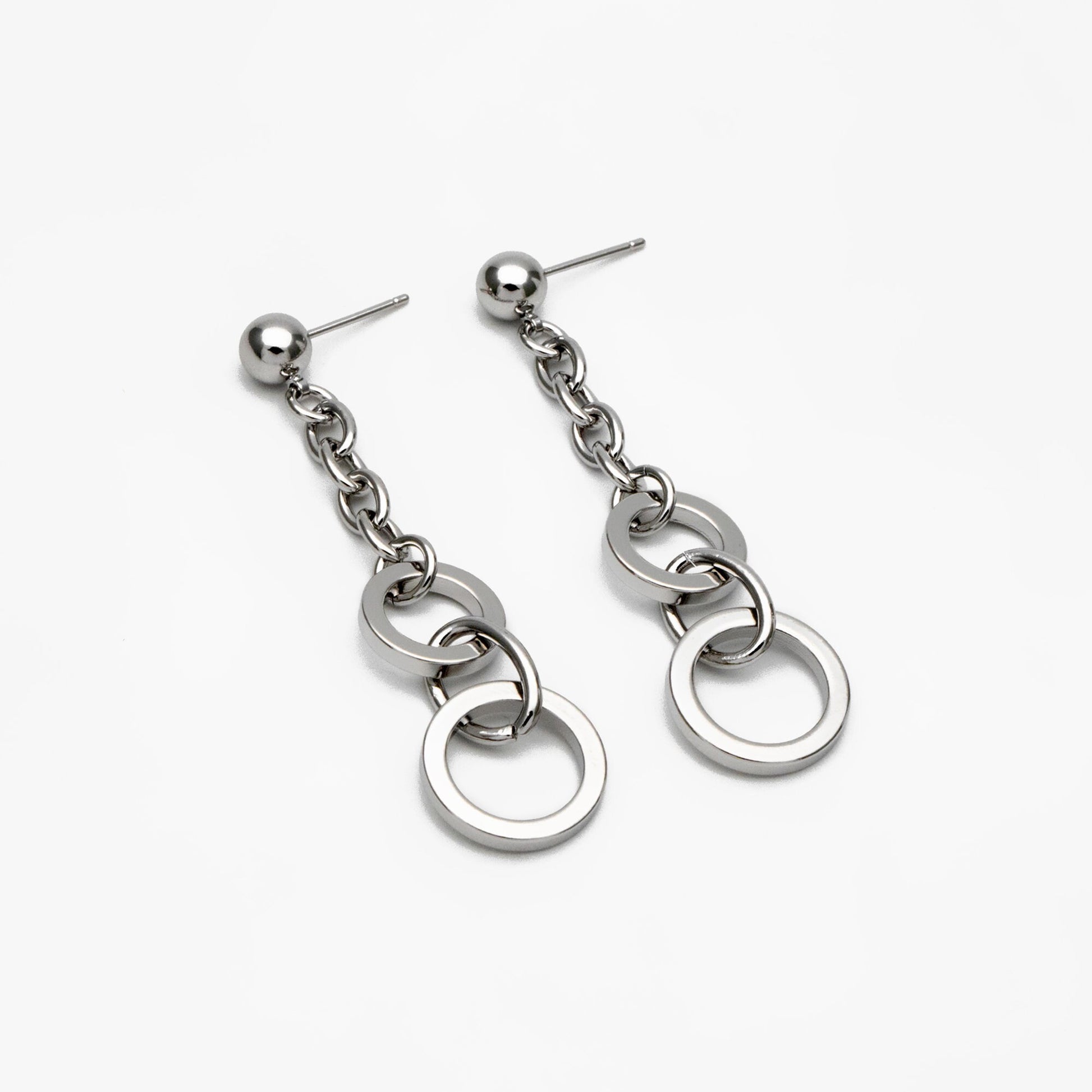 4pcs Gold/ Silver tone Chain Dangle Earrings, 18K Gold/ Rhodium plated Brass, Drop Earrings, Long Dangle Earring (GB-4296)