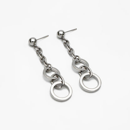 4pcs Gold/ Silver tone Chain Dangle Earrings, 18K Gold/ Rhodium plated Brass, Drop Earrings, Long Dangle Earring (GB-4296)