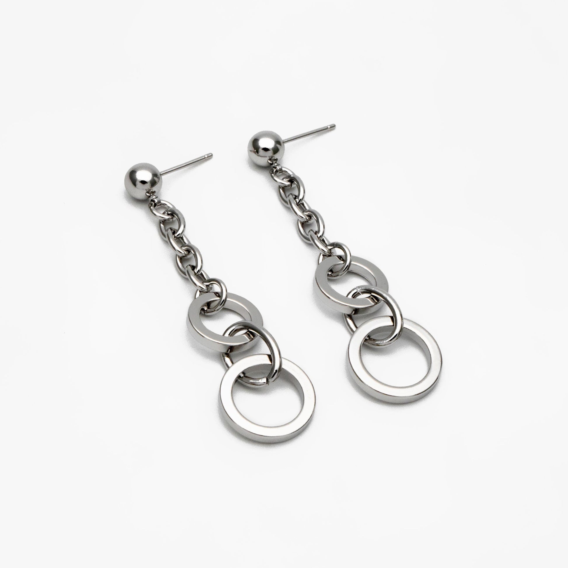 4pcs Gold/ Silver tone Chain Dangle Earrings, 18K Gold/ Rhodium plated Brass, Drop Earrings, Long Dangle Earring (GB-4296)