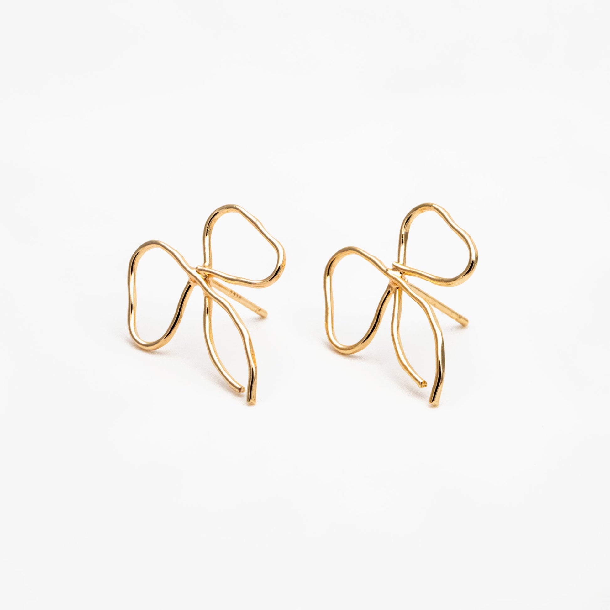 10pcs Gold/ Silver Bowknot Earrings, Gold/ Rhodium plated Brass, Minimalist Earrings, Jewelry Supplies (GB-4301)