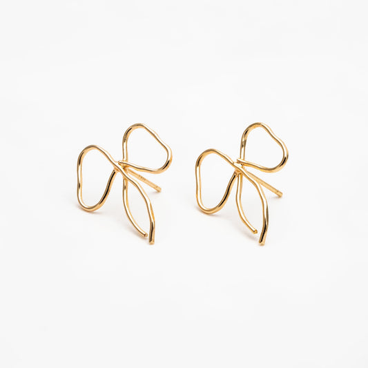 10pcs Gold/ Silver Bowknot Earrings, Gold/ Rhodium plated Brass, Minimalist Earrings, Jewelry Supplies (GB-4301)