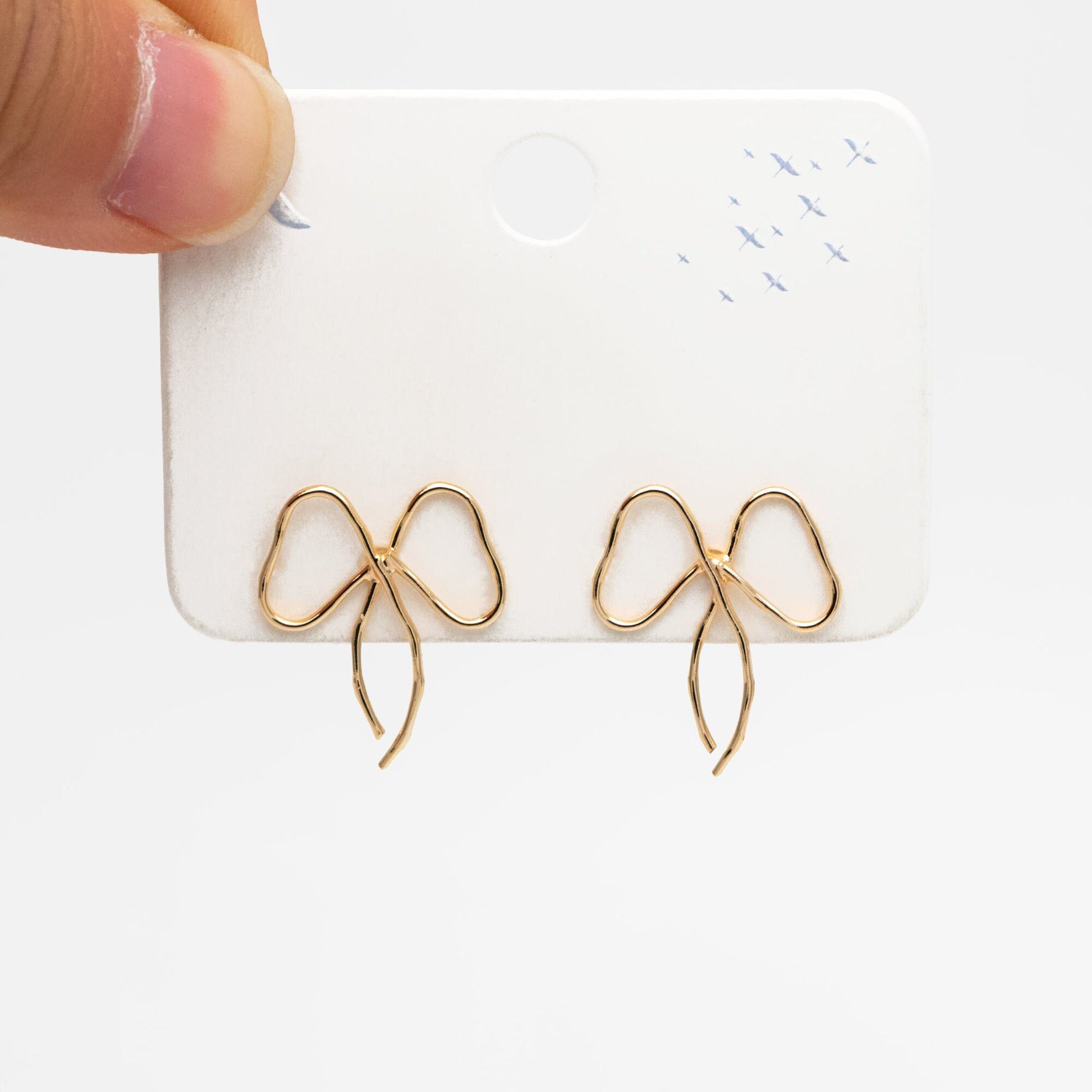 10pcs Gold/ Silver Bowknot Earrings, Gold/ Rhodium plated Brass, Minimalist Earrings, Jewelry Supplies (GB-4301)