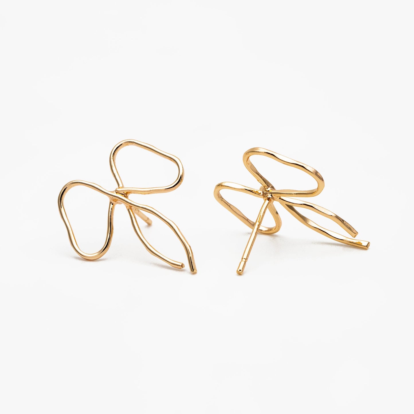 10pcs Gold/ Silver Bowknot Earrings, Gold/ Rhodium plated Brass, Minimalist Earrings, Jewelry Supplies (GB-4301)