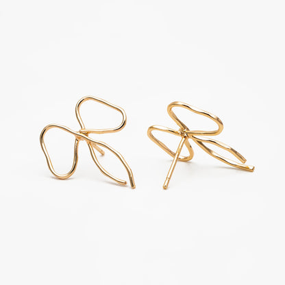 10pcs Gold/ Silver Bowknot Earrings, Gold/ Rhodium plated Brass, Minimalist Earrings, Jewelry Supplies (GB-4301)