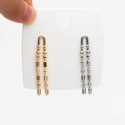4pcs Gold/ Silver Chain Tassel Earrings, Tassel Stud Earring, Dangling Earrings, Minimalist Earrings (GB-4303)