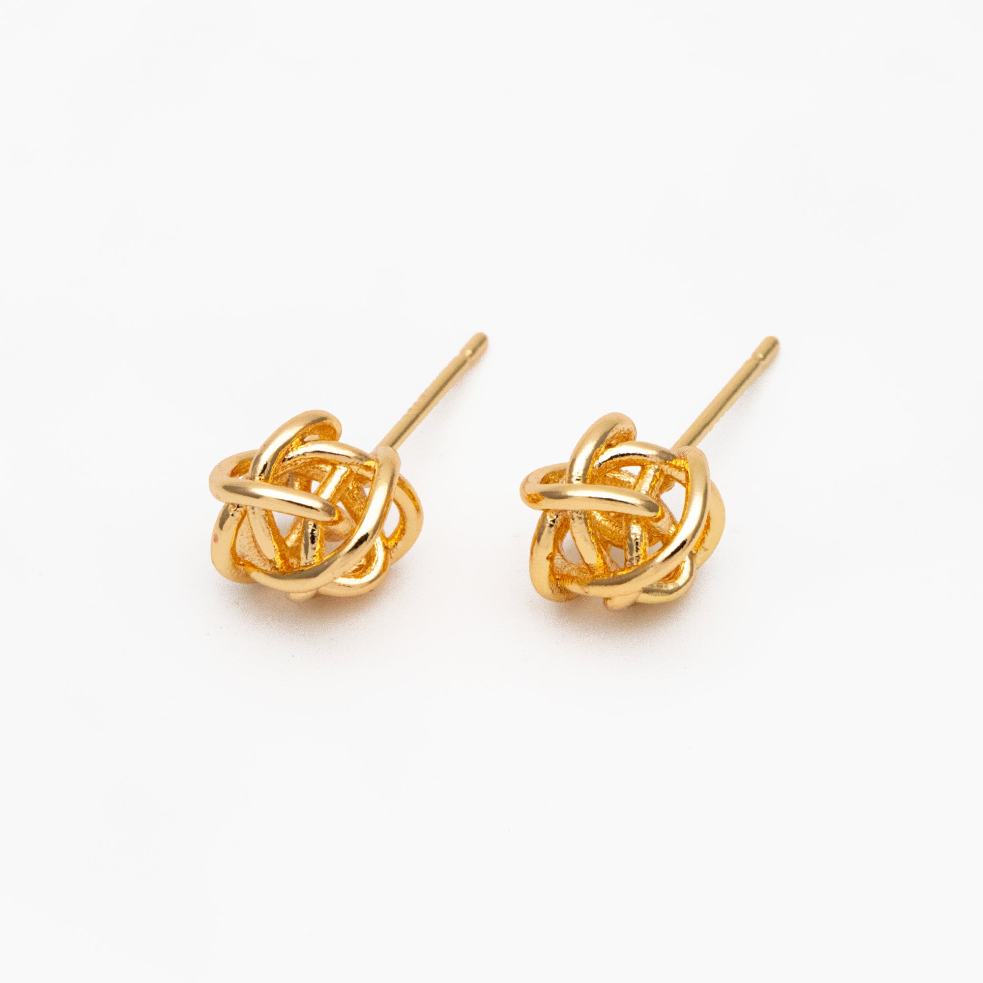 10pcs Gold Wire Ball Earrings, Gold plated Brass, Minimalist Stud Earrings (GB-4304)