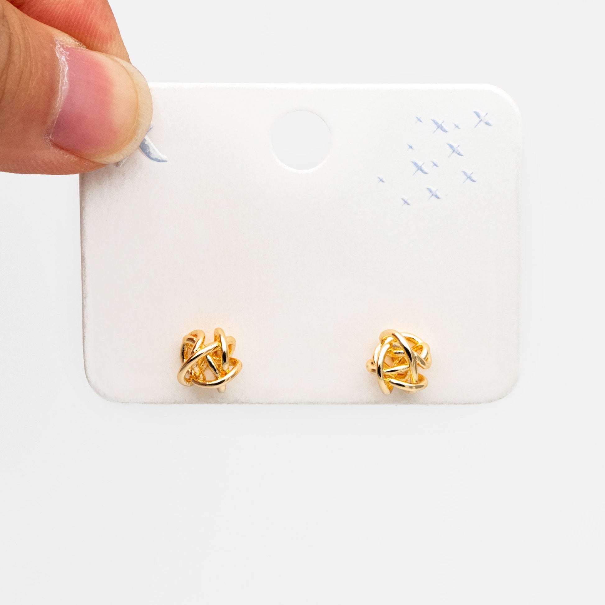 10pcs Gold Wire Ball Earrings, Gold plated Brass, Minimalist Stud Earrings (GB-4304)