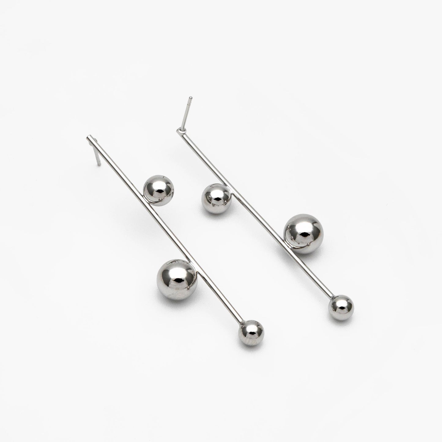 4pcs Gold/ Silver tone Three Ball Dangle Earrings, Gold/ Rhodium Plated Brass, Dainty Drop Earrings (GB-4305)