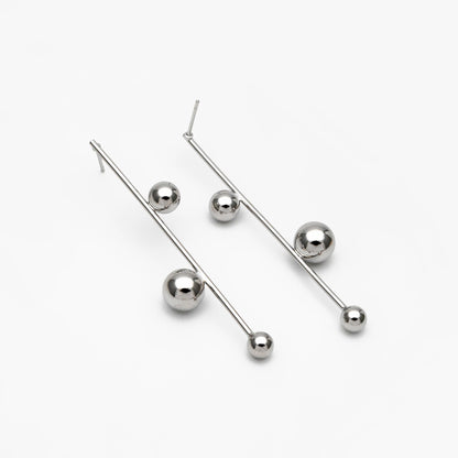 4pcs Gold/ Silver tone Three Ball Dangle Earrings, Gold/ Rhodium Plated Brass, Dainty Drop Earrings (GB-4305)