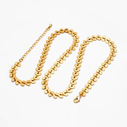 Gold Stardust Heart Chain 7mm, Finished Bracelet/ Anklet/ Necklace with Extender Chain, Ready to Wear (#LK-422)