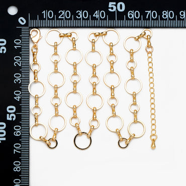 Gold Round Circle Chain 10mm, Finished Bracelet/ Anklet/ Necklace with Extender Chain, Ready to Wear (#LK-436)