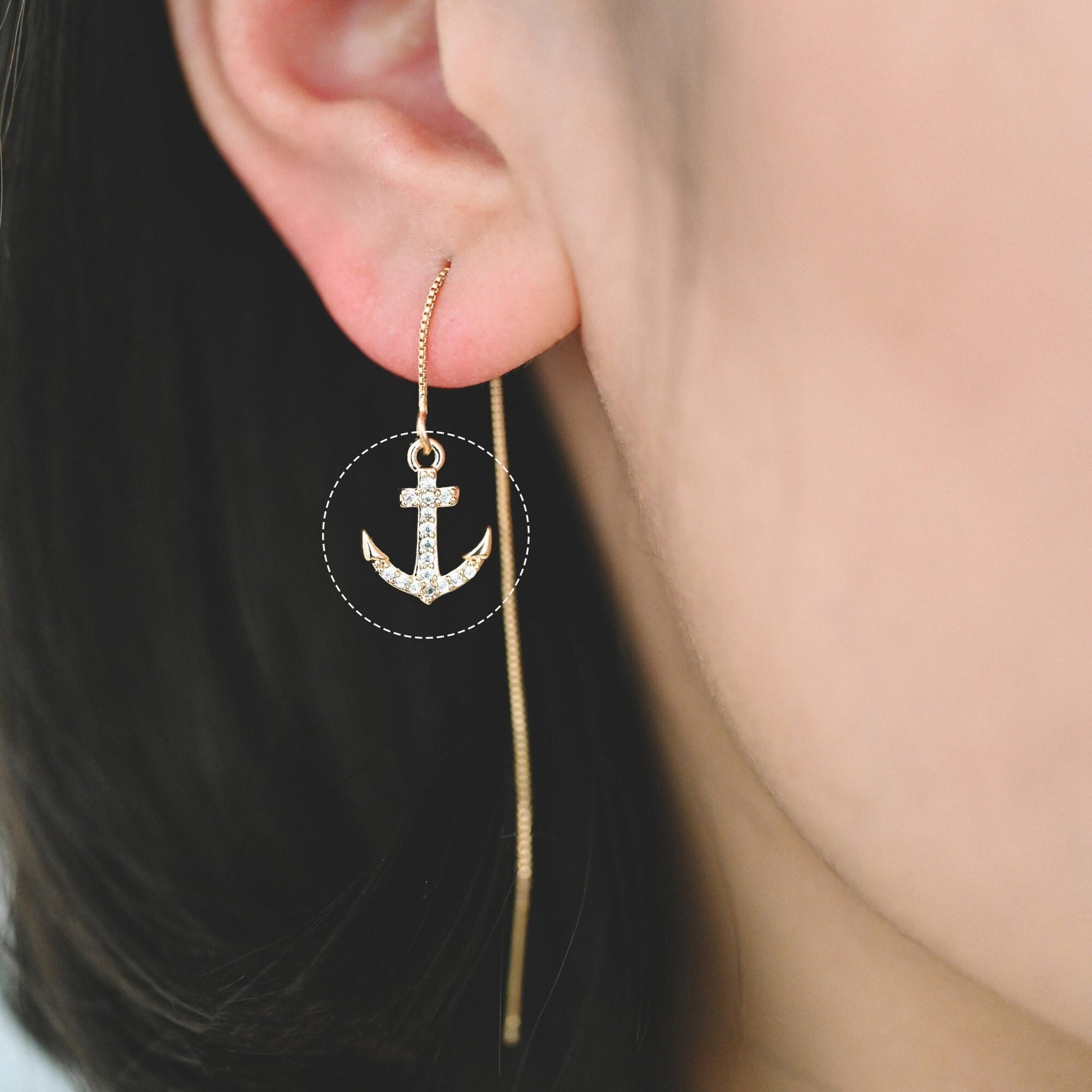 4pcs CZ Pave Gold Anchor Charms: Nautical Pendant Findings (GB-3746-C)