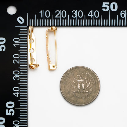 10pcs Gold Brooch Pin Blanks, Flat Pad Cabochon Blanks 27mm, Gold plated Brass Brooch Findings (GB-2059)