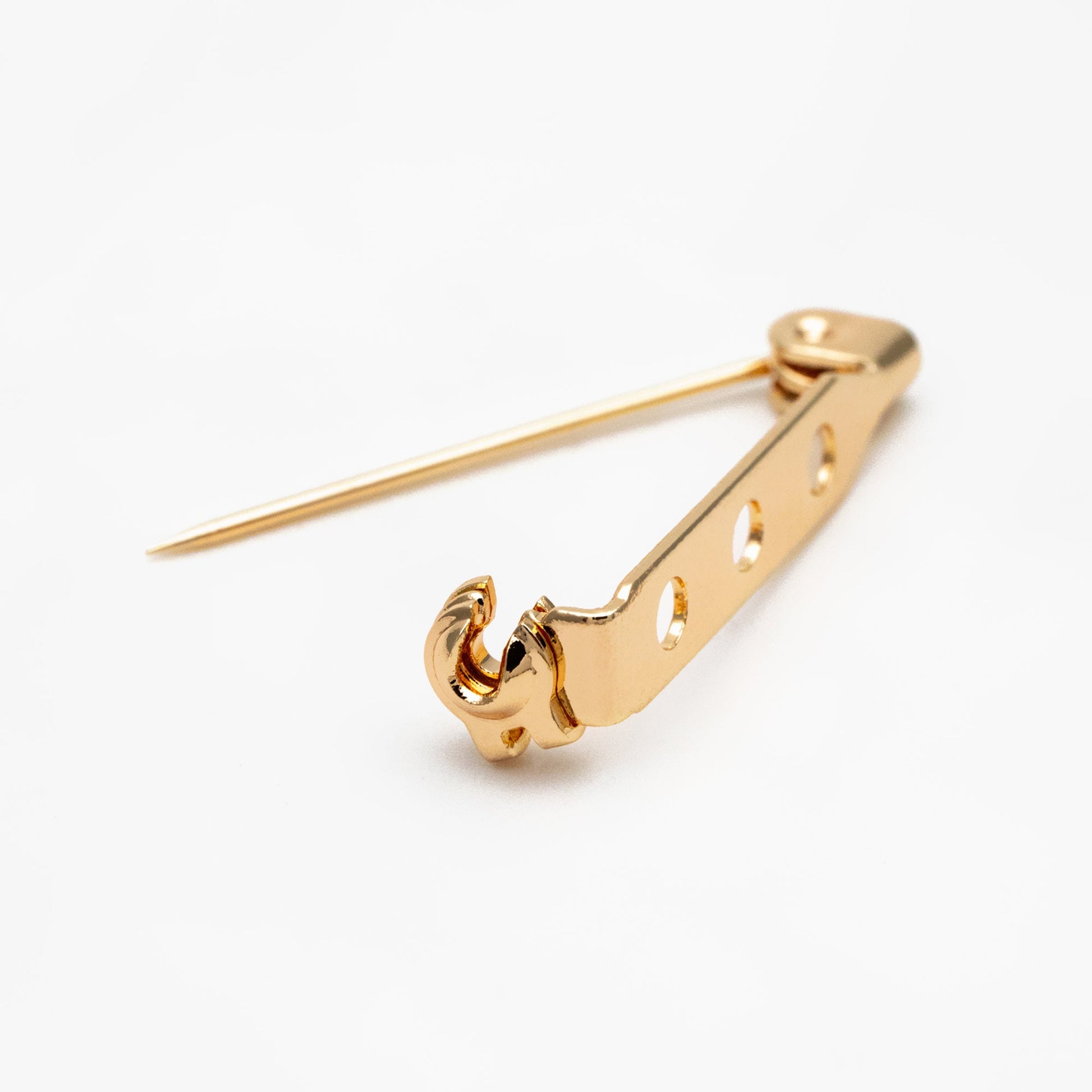 10pcs Gold Brooch Pin Blanks, Flat Pad Cabochon Blanks 27mm, Gold plated Brass Brooch Findings (GB-2059)