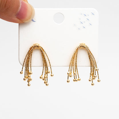 4pcs Gold Fireworks Tassels Earrings, Gold plated Brass, Dainty Drop Earrings (GB-4299)