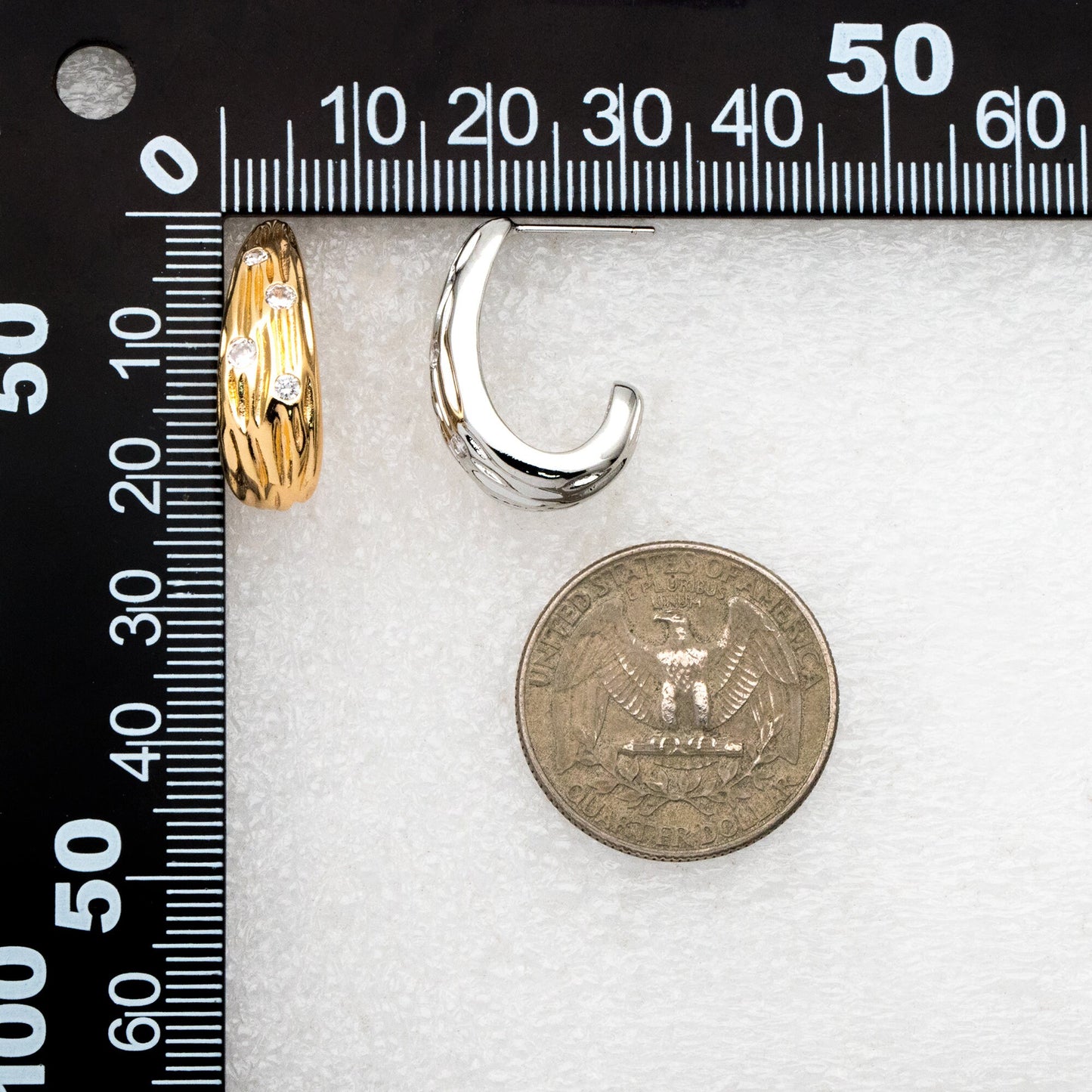 4pcs CZ Pave Gold/ Silver Teardrop Earrings, Gold/ Rhodium plated Brass, Geometric Stud Earrings (GB-4311)