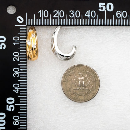 4pcs CZ Pave Gold/ Silver Teardrop Earrings, Gold/ Rhodium plated Brass, Geometric Stud Earrings (GB-4311)