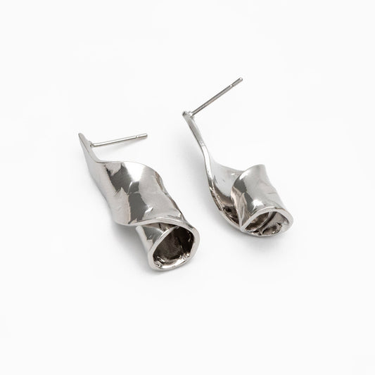 4pcs Gold/ Silver Curly Stud Earrings, 18K Gold/ Rhodium plated Brass, Unique Earrings (GB-4312)