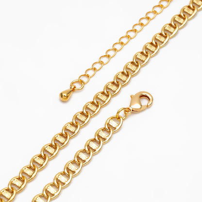 Gold Dainty Mariner Anchor Chain 4.4mm, Finished Bracelet/ Anklet/ Necklace with Extender Chain, Ready to Wear (#LK-567)