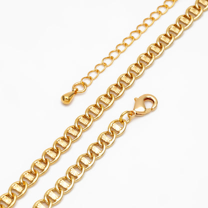 Gold Dainty Mariner Anchor Chain 4.4mm, Finished Bracelet/ Anklet/ Necklace with Extender Chain, Ready to Wear (#LK-567)