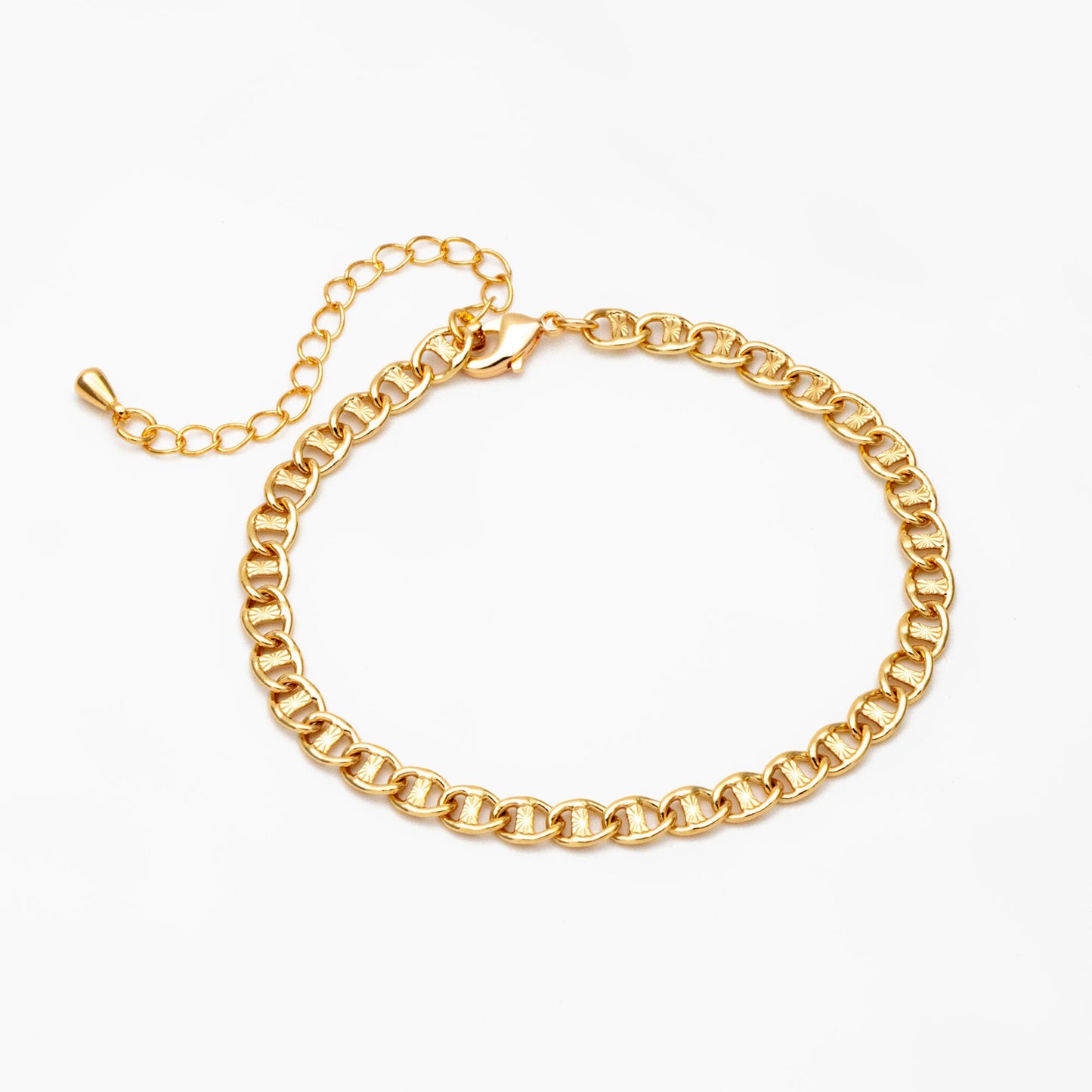Gold Dainty Mariner Anchor Chain 4.4mm, Finished Bracelet/ Anklet/ Necklace with Extender Chain, Ready to Wear (#LK-567)