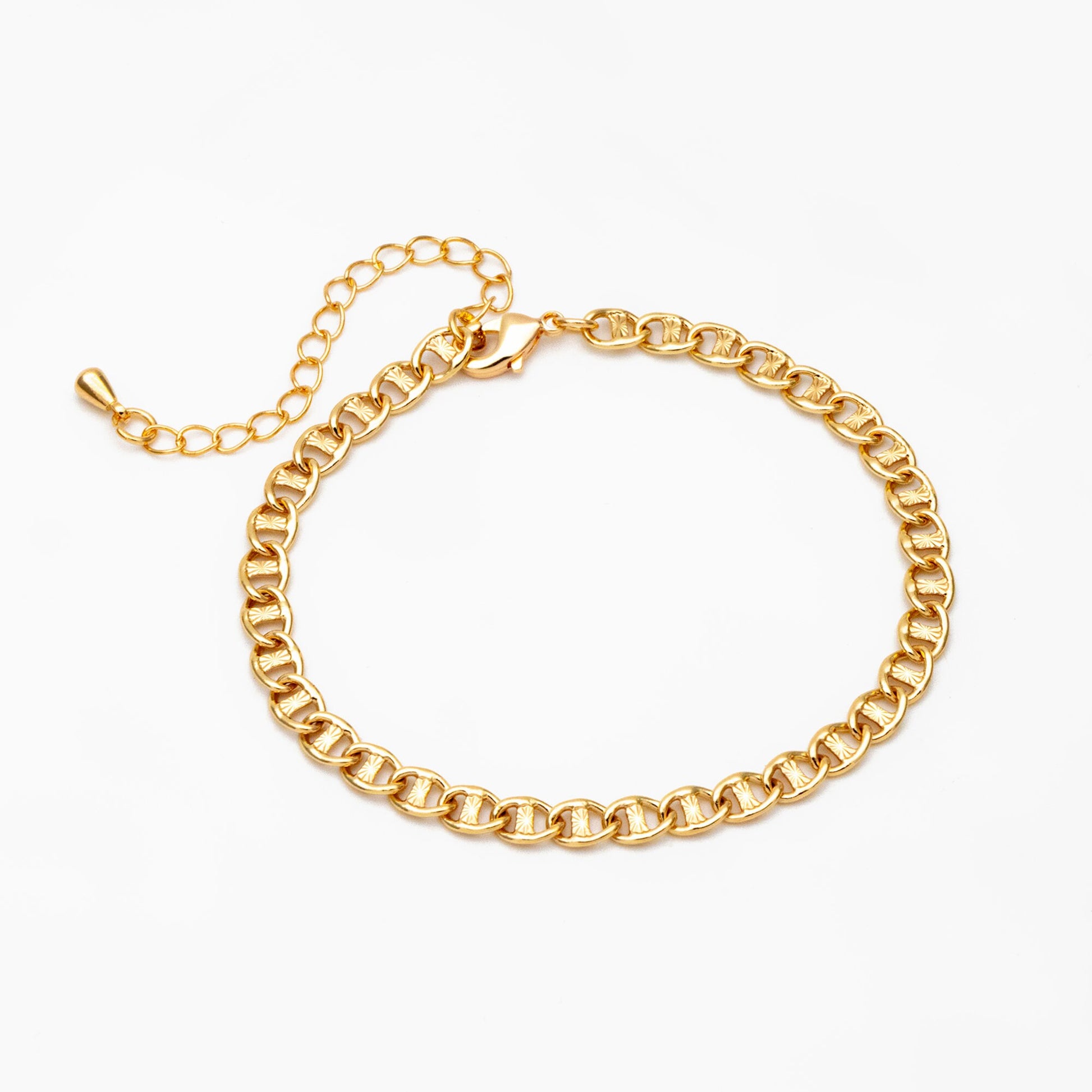 Gold Dainty Mariner Anchor Chain 4.4mm, Finished Bracelet/ Anklet/ Necklace with Extender Chain, Ready to Wear (#LK-567)
