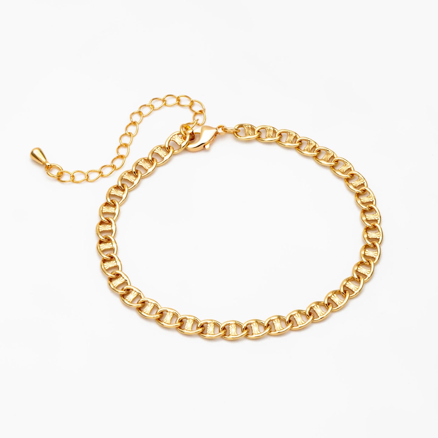 Gold Dainty Mariner Anchor Chain 4.4mm, Finished Bracelet/ Anklet/ Necklace with Extender Chain, Ready to Wear (#LK-567)