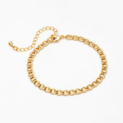 Gold Dainty Mariner Anchor Chain 4.4mm, Finished Bracelet/ Anklet/ Necklace with Extender Chain, Ready to Wear (#LK-567)