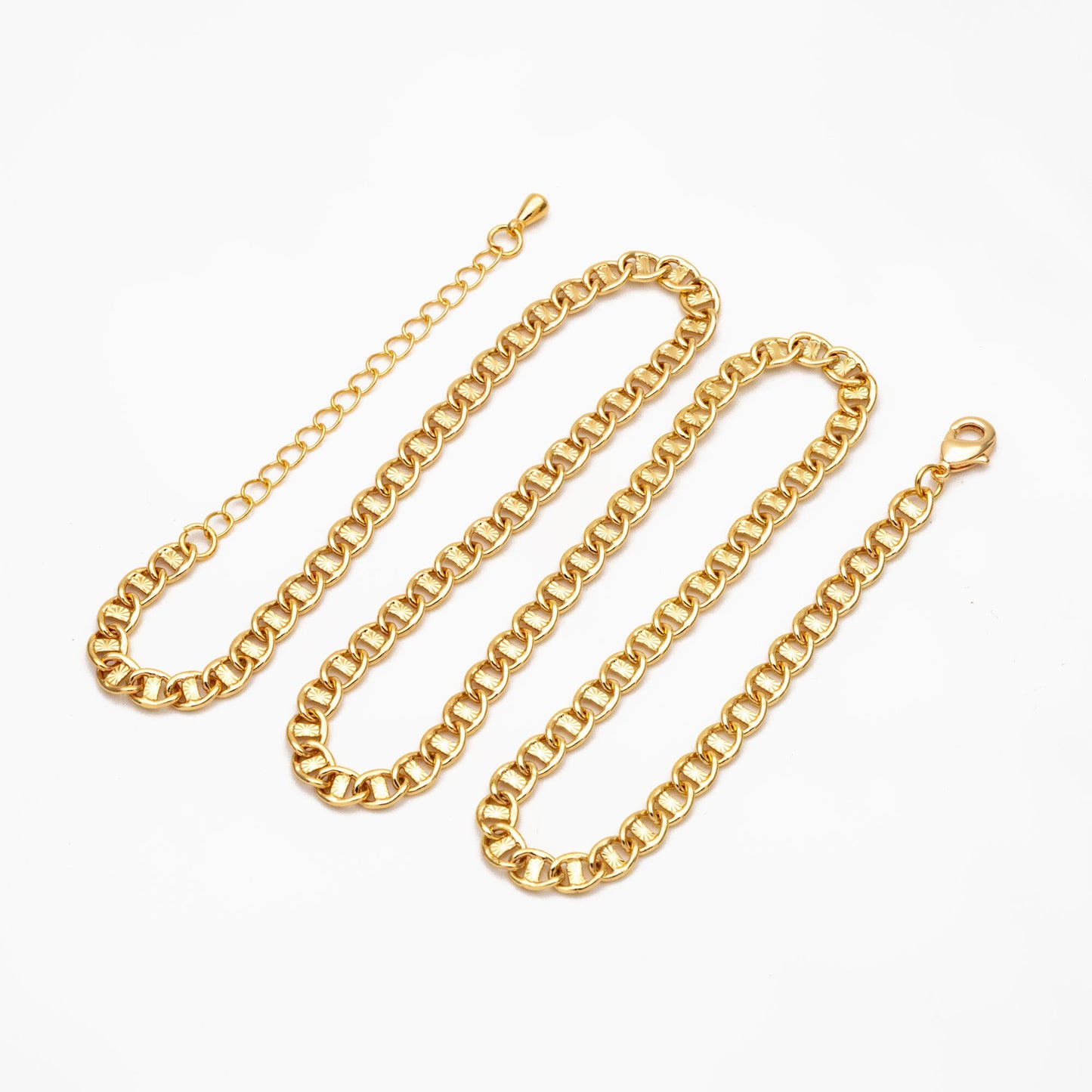 Gold Dainty Mariner Anchor Chain 4.4mm, Finished Bracelet/ Anklet/ Necklace with Extender Chain, Ready to Wear (#LK-567)