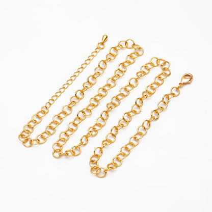 Gold/ Silver Tone Round Loop Chain 5mm, Finished Bracelet/ Anklet/ Necklace with Extender Chain, Ready to Wear (#LK-604)