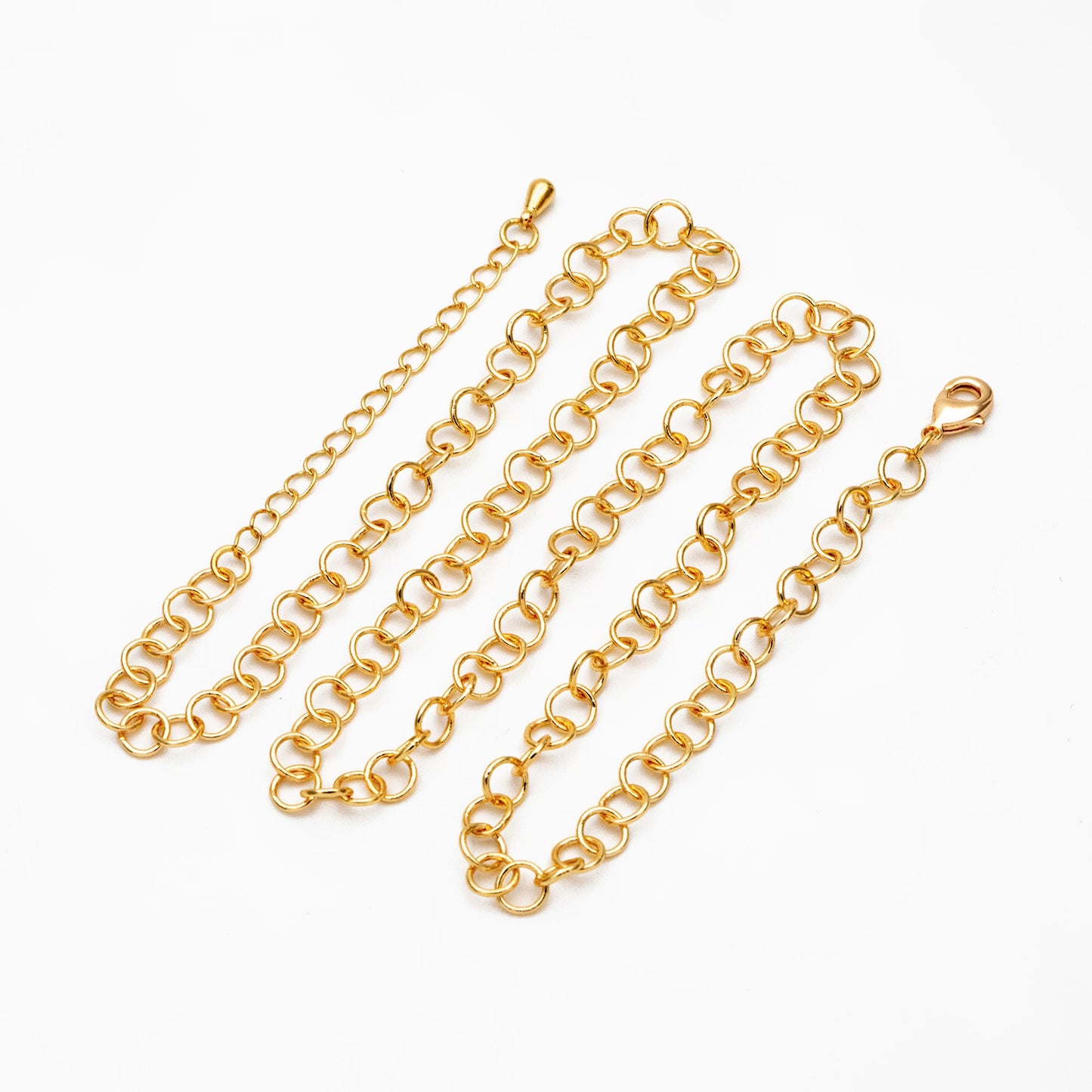 Gold/ Silver Tone Round Loop Chain 5mm, Finished Bracelet/ Anklet/ Necklace with Extender Chain, Ready to Wear (#LK-604)