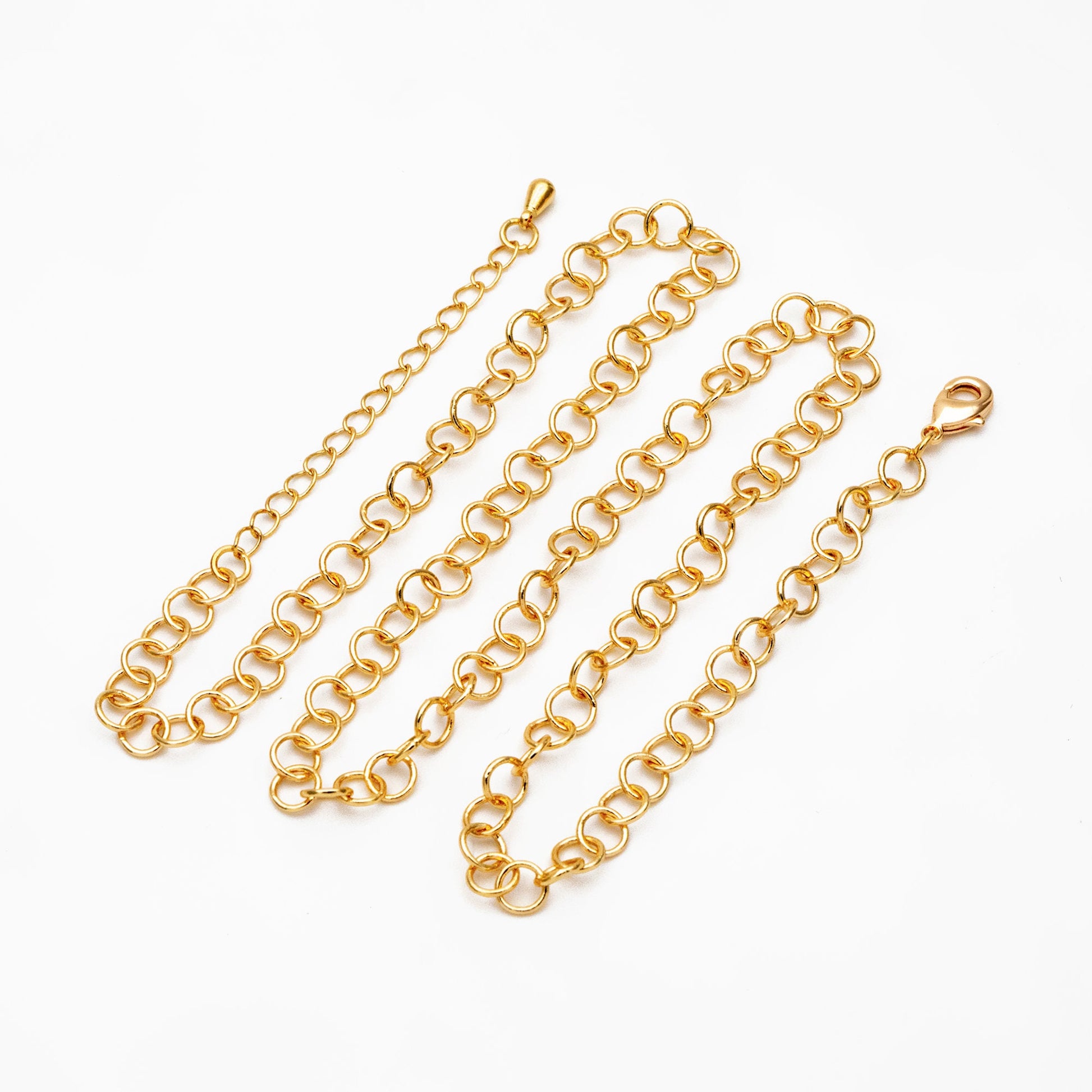 Gold/ Silver Tone Round Loop Chain 5mm, Finished Bracelet/ Anklet/ Necklace with Extender Chain, Ready to Wear (#LK-604)
