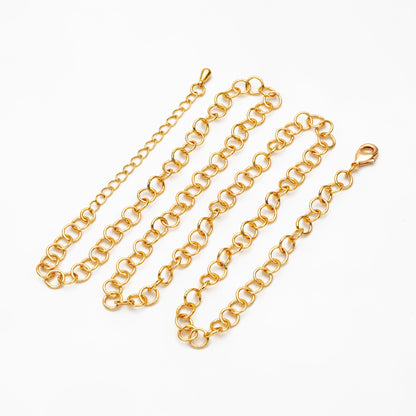 Gold/ Silver Tone Round Loop Chain 5mm, Finished Bracelet/ Anklet/ Necklace with Extender Chain, Ready to Wear (#LK-604)