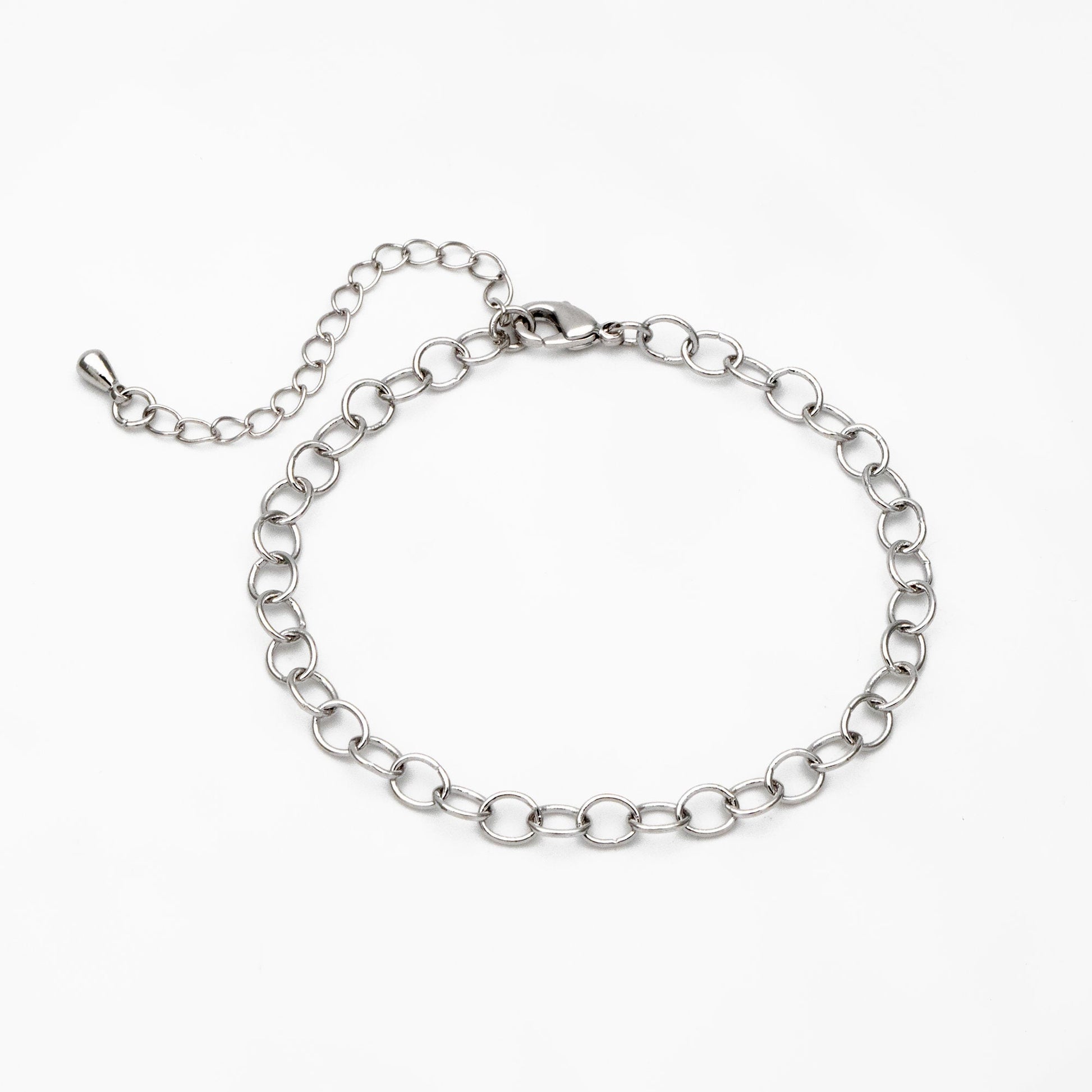 Gold/ Silver Tone Round Loop Chain 5mm, Finished Bracelet/ Anklet/ Necklace with Extender Chain, Ready to Wear (#LK-604)