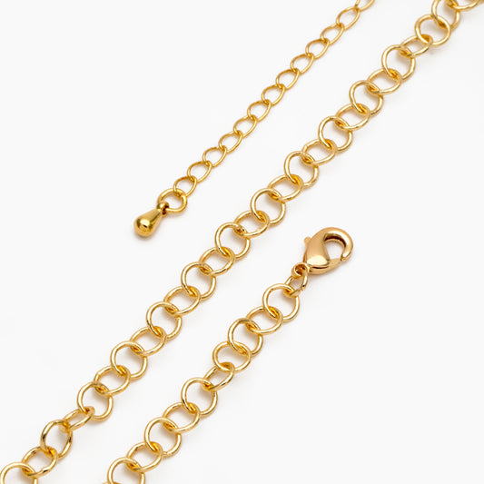 Gold/ Silver Tone Round Loop Chain 5mm, Finished Bracelet/ Anklet/ Necklace with Extender Chain, Ready to Wear (#LK-604)