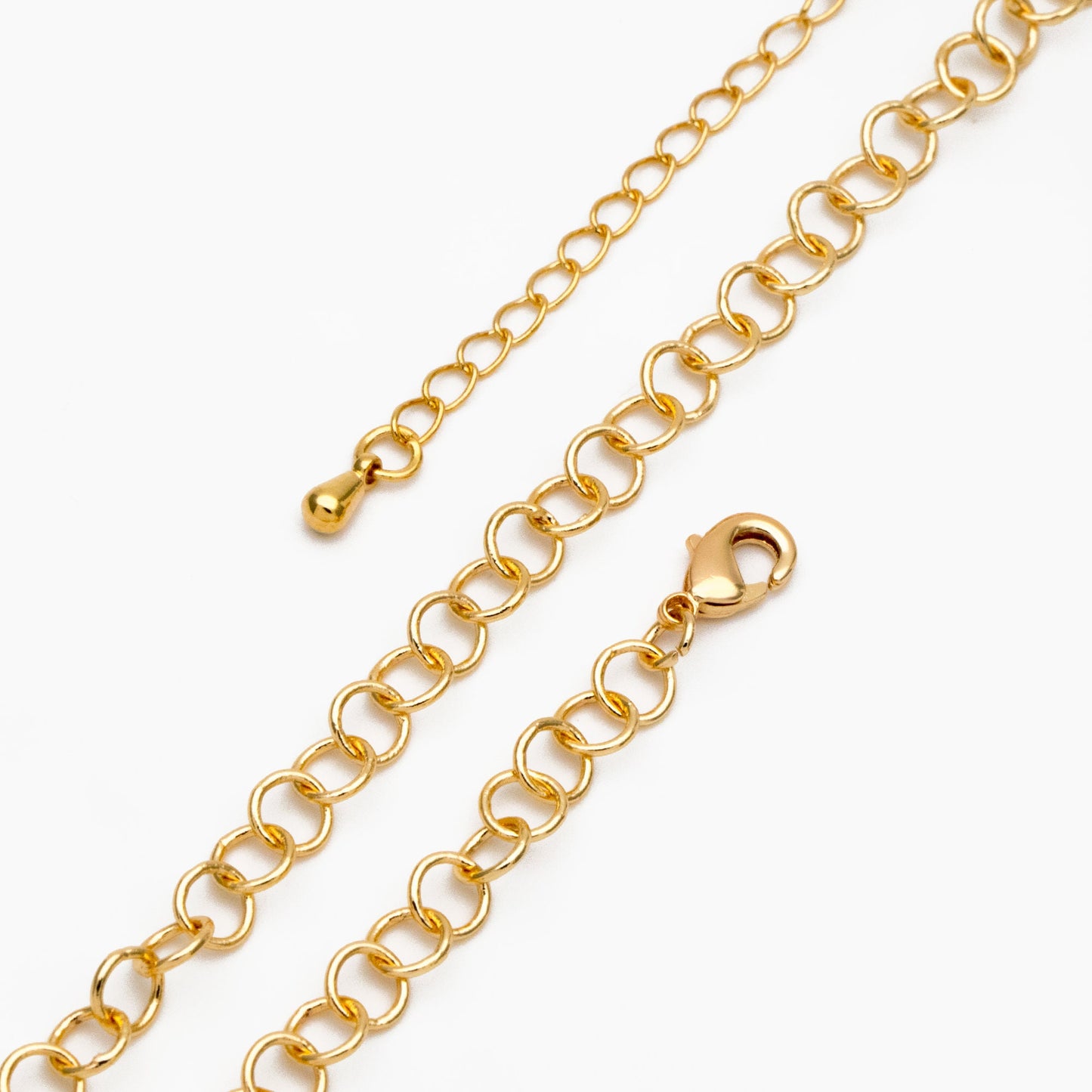 Gold/ Silver Tone Round Loop Chain 5mm, Finished Bracelet/ Anklet/ Necklace with Extender Chain, Ready to Wear (#LK-604)