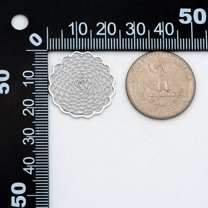 10pcs Gold/ Silver tone Filigree Round Charms 24mm, 18K Gold/ Rhodium plated Brass Floral Connectors (GB-366)