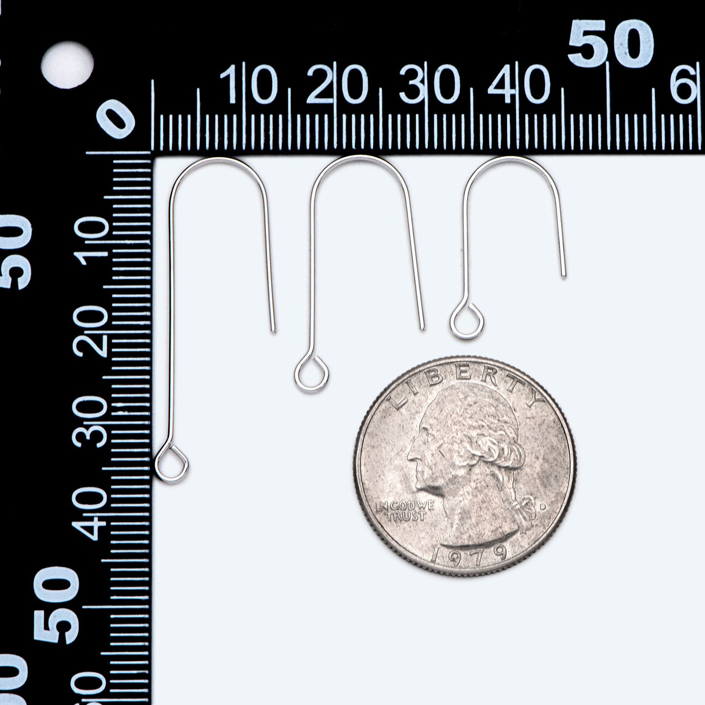 20pcs Gold/ Silver tone Ear Hooks 20/ 26/ 36mm, Gold/ Rhodium plated Brass Simple Earwires, DIY Earring Components Wholesale (GB-1253)