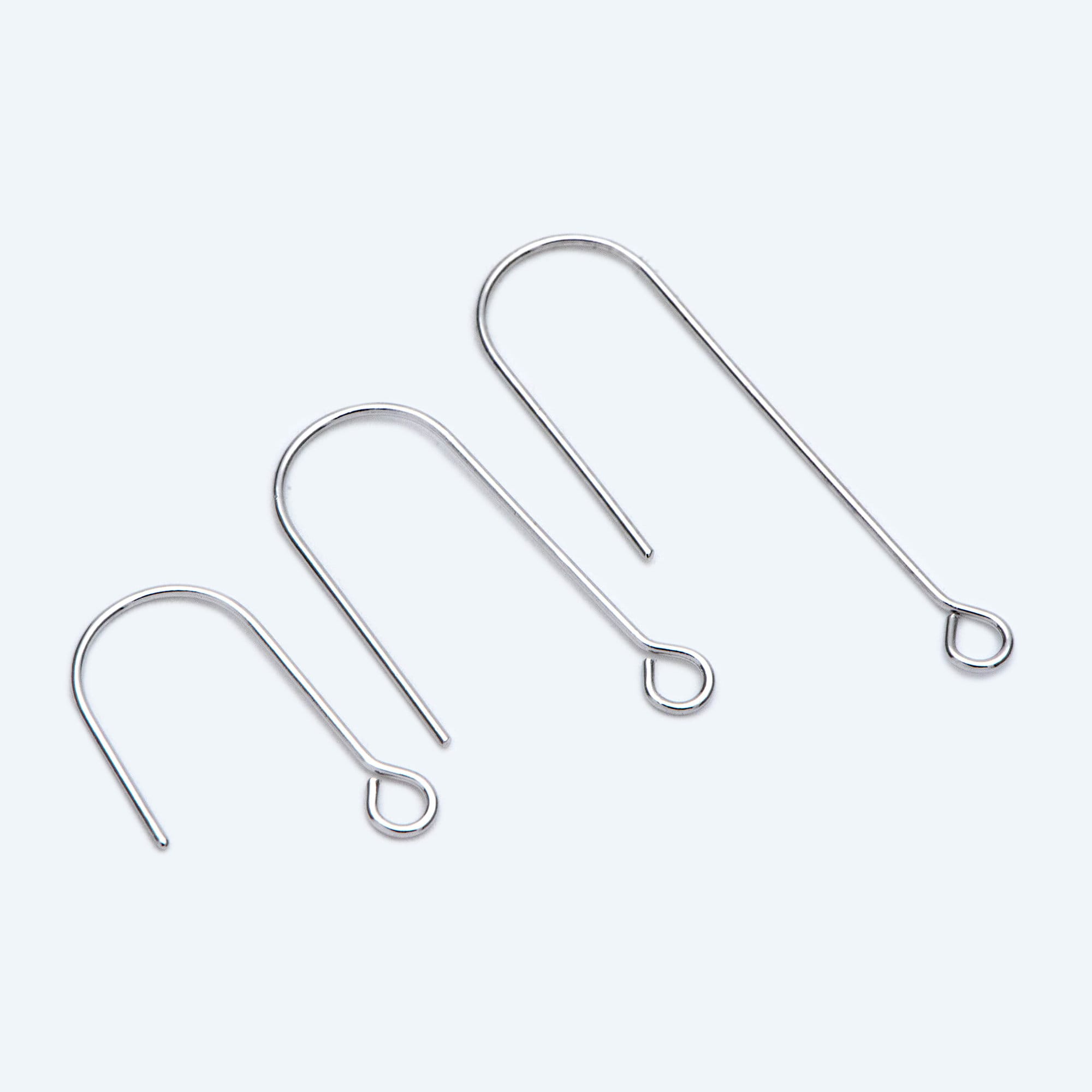 20pcs Gold/ Silver tone Ear Hooks 20/ 26/ 36mm, Gold/ Rhodium plated Brass Simple Earwires, DIY Earring Components Wholesale (GB-1253)