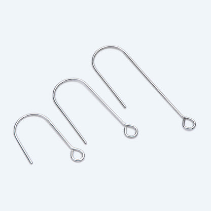 20pcs Gold/ Silver tone Ear Hooks 20/ 26/ 36mm, Gold/ Rhodium plated Brass Simple Earwires, DIY Earring Components Wholesale (GB-1253)