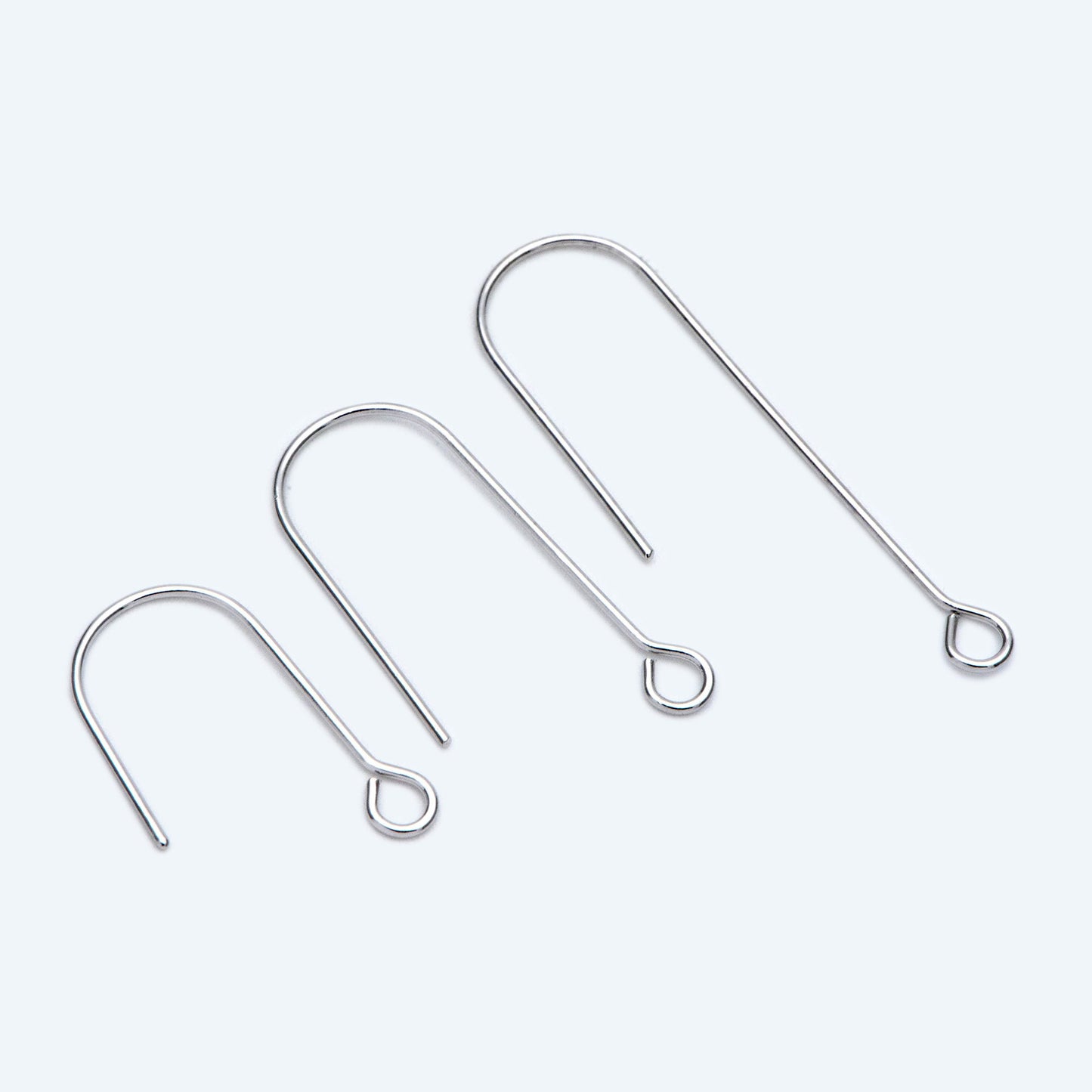 20pcs Gold/ Silver tone Ear Hooks 20/ 26/ 36mm, Gold/ Rhodium plated Brass Simple Earwires, DIY Earring Components Wholesale (GB-1253)