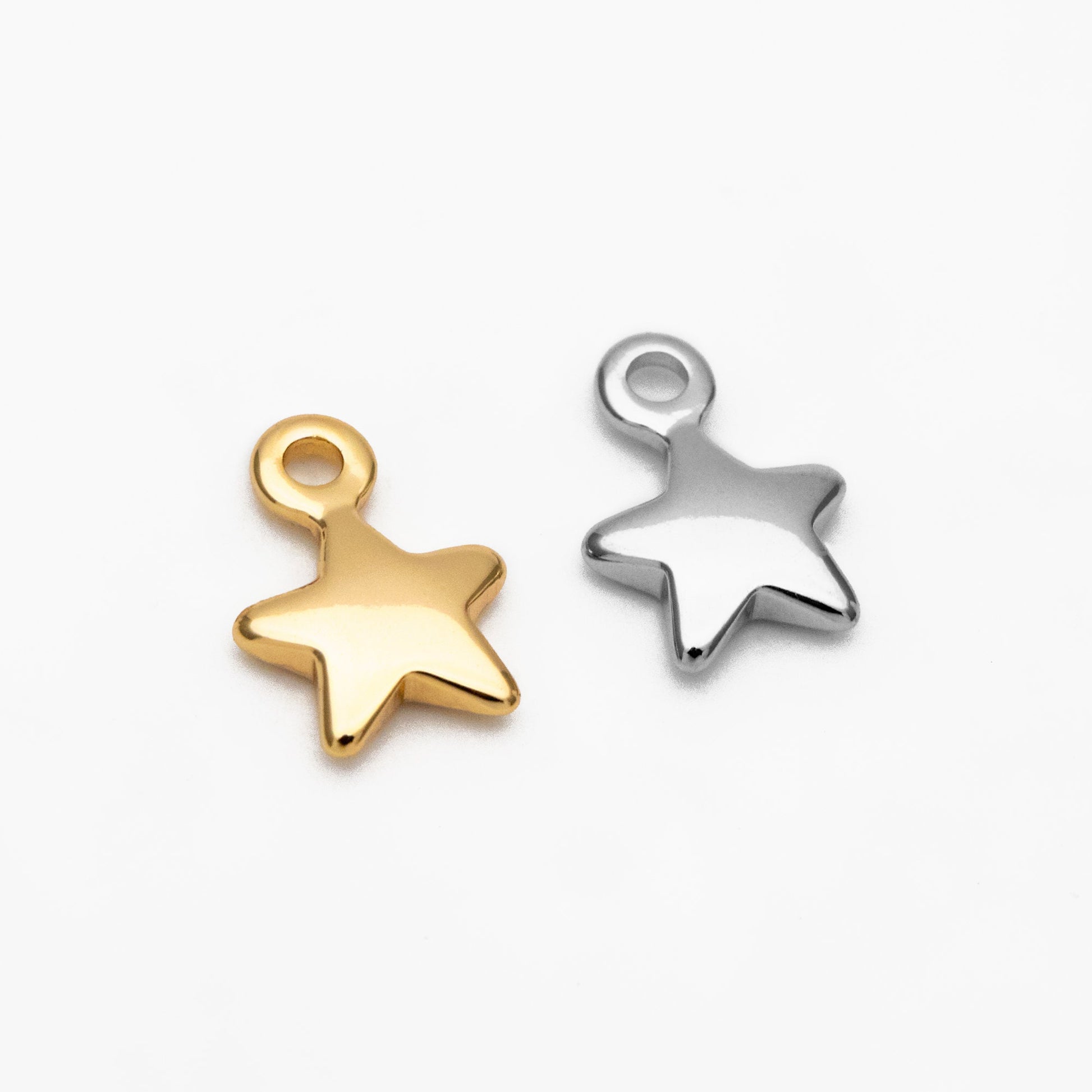 20pcs Gold /Silver Star Charms 10x7mm, Real Gold/ Rhodium plated Brass, Lead Nickel Free (GB-194)