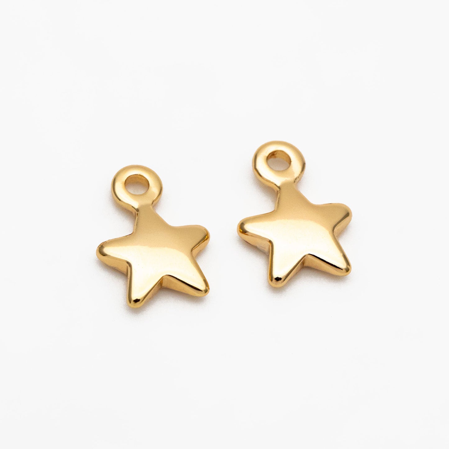 20pcs Gold /Silver Star Charms 10x7mm, Real Gold/ Rhodium plated Brass, Lead Nickel Free (GB-194)