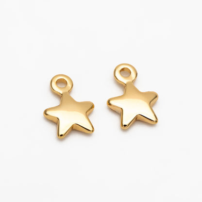 20pcs Gold /Silver Star Charms 10x7mm, Real Gold/ Rhodium plated Brass, Lead Nickel Free (GB-194)