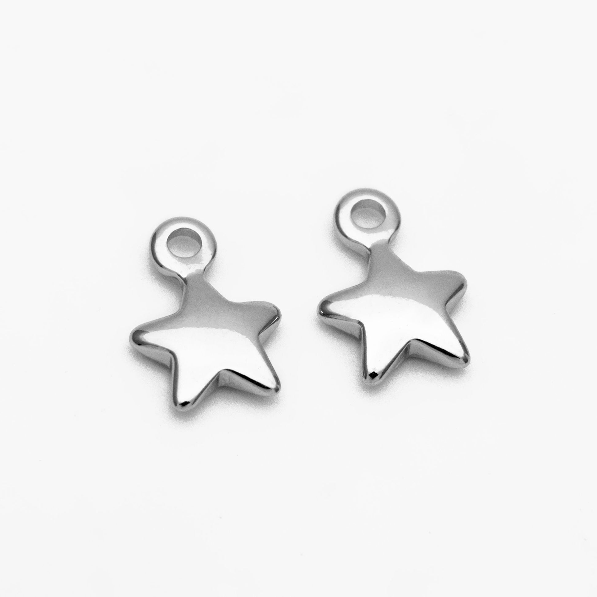 20pcs Gold /Silver Star Charms 10x7mm, Real Gold/ Rhodium plated Brass, Lead Nickel Free (GB-194)