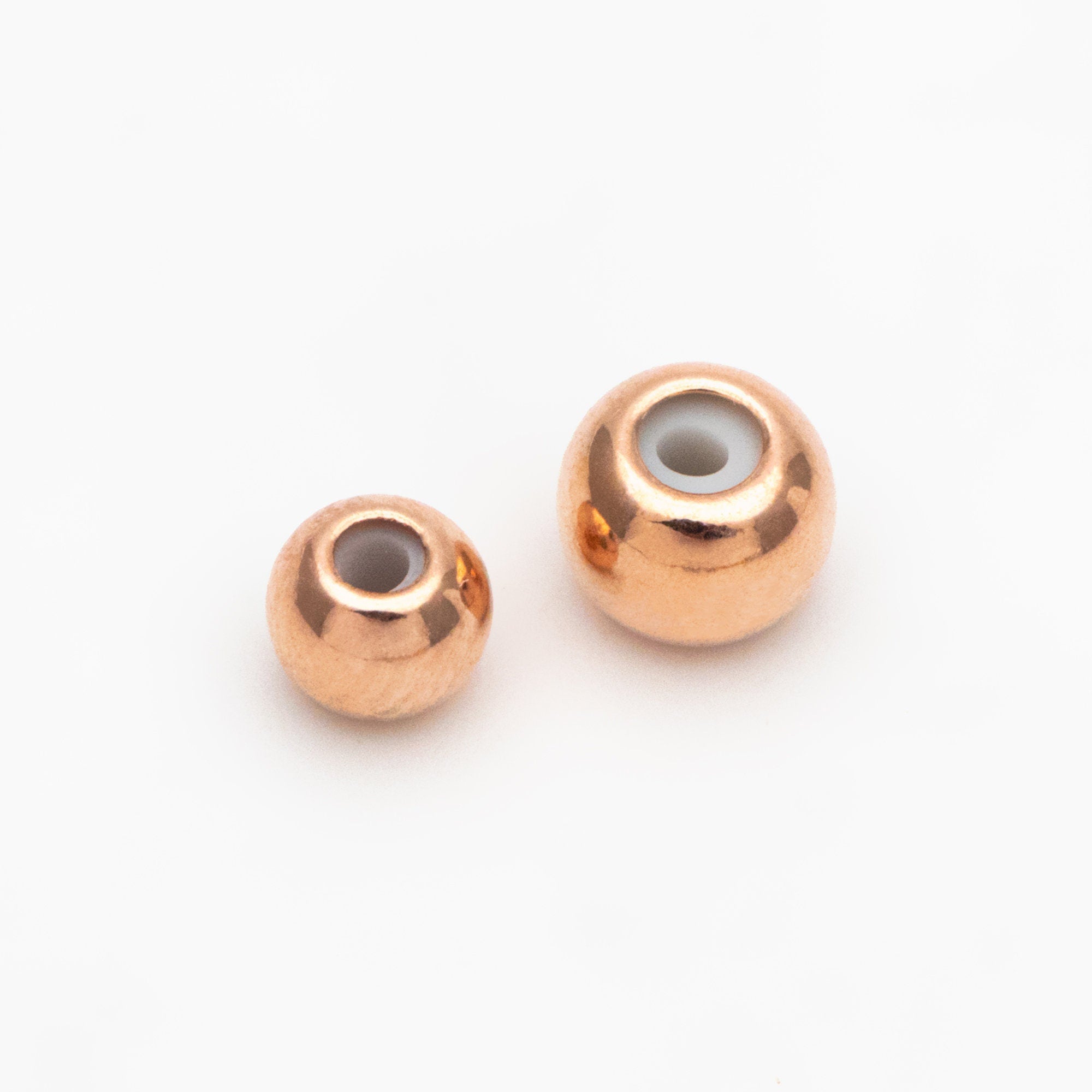 20pcs Gold/ Silver/ Rose Gold Round Rubber Stopper Beads 3/4/5mm, Gold/ Rhodium plated Brass, Tiny Rondelle Charm Holder Connector (GB-392)