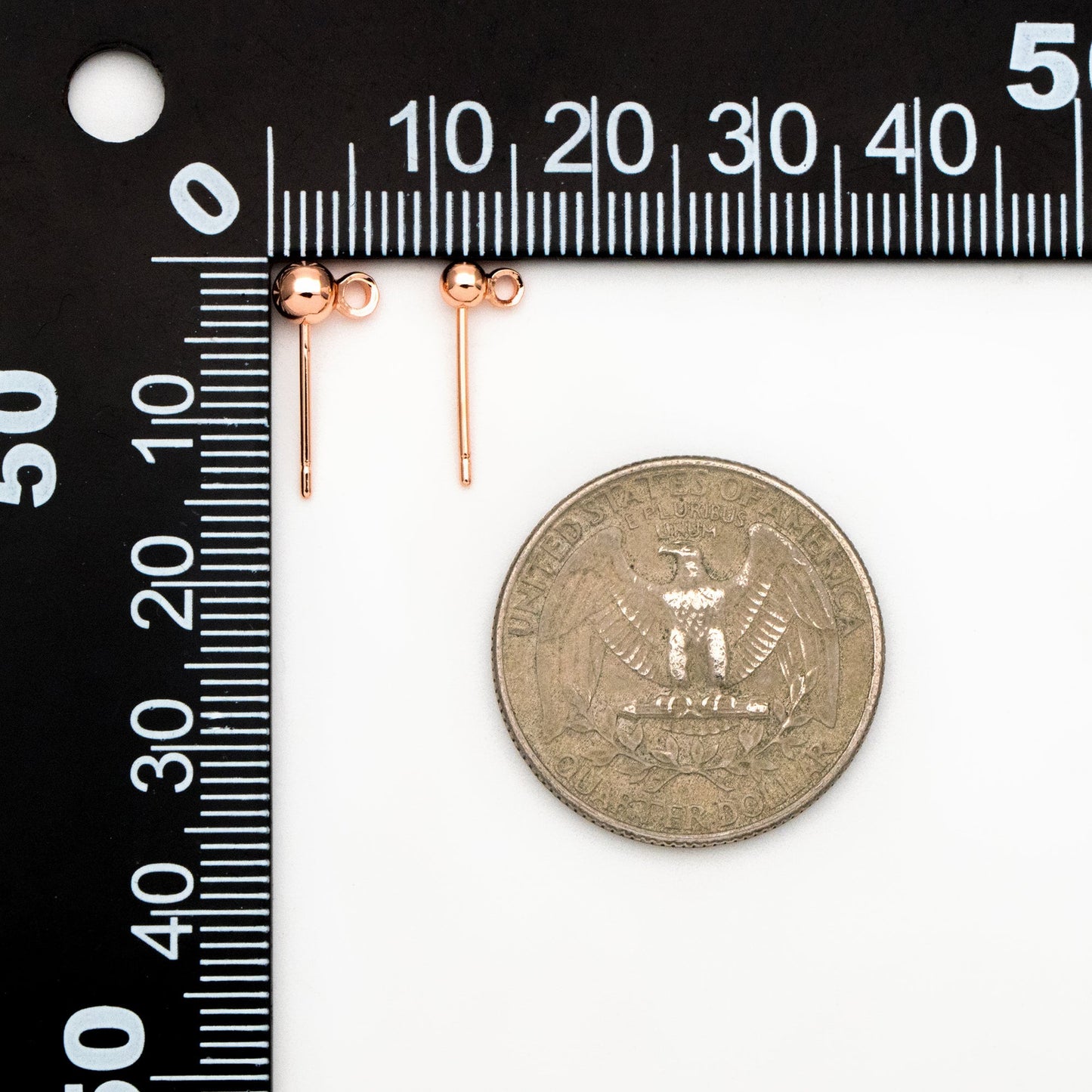 20pcs Gold/ Silver/ Rose Gold Earring Posts, Stud Earring with Loop, 3mm/ 4mm Ball Size (GB-443)
