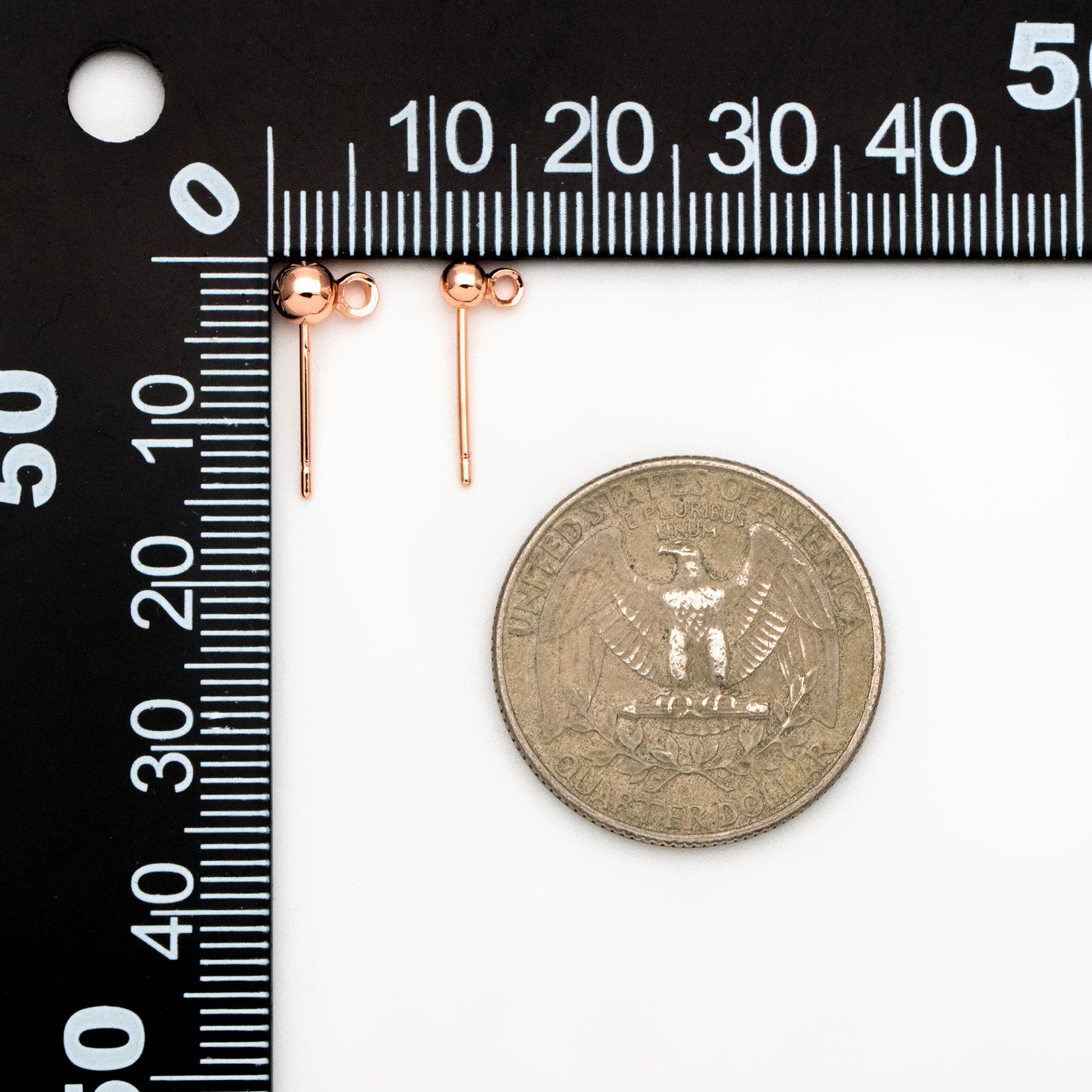 20pcs Gold/ Silver/ Rose Gold Earring Posts, Stud Earring with Loop, 3mm/ 4mm Ball Size (GB-443)