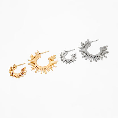 10pcs Gold/ Silver Tone Sun Round Earrings 20/35mm, Gold/ Rhodium plated Brass Sun Jewelry, Sun earrings (#GB-1227)